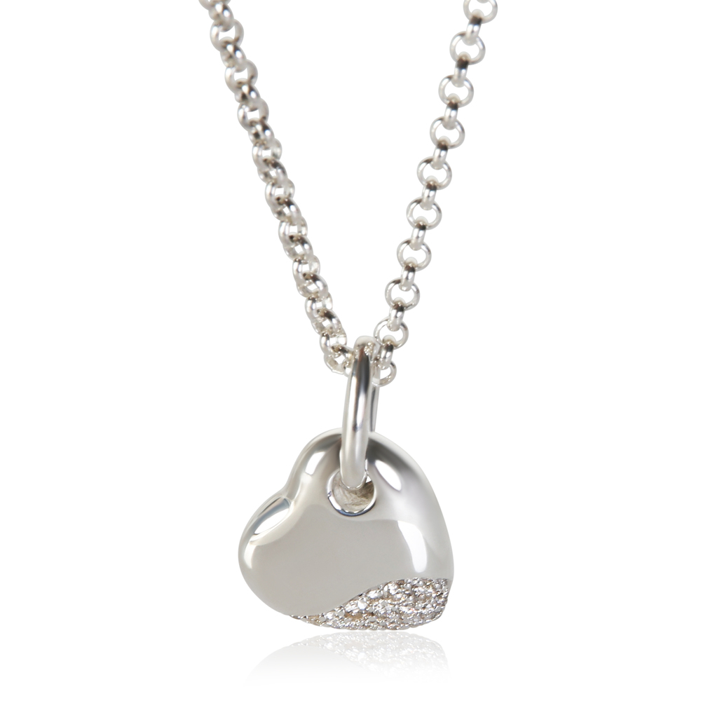 John Hardy Sterling Silver Diamond Pebble Heart Pendant